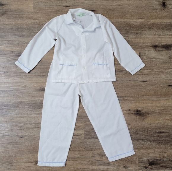 NEW Boutique Muguet Collection white w/blue trim pajama set size 5 - Picture 1 of 6